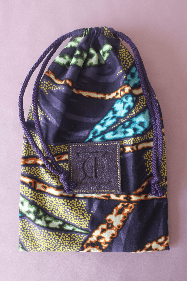 Portefeuille cuir chèvre grainé violet couture apparente fil jaune