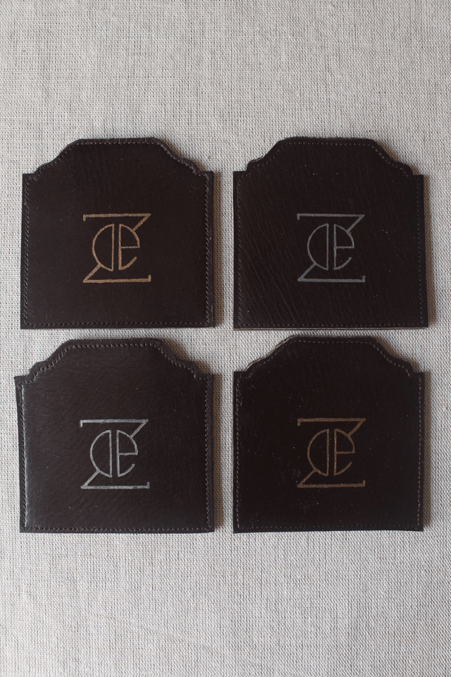 Ensemble de 4 dessous de verre Boite à thé marron chocolat