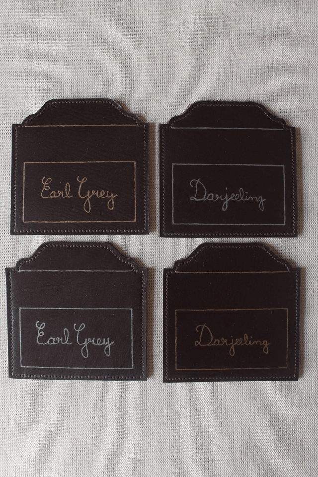 Ensemble de 4 dessous de verre Boite à thé marron chocolat
