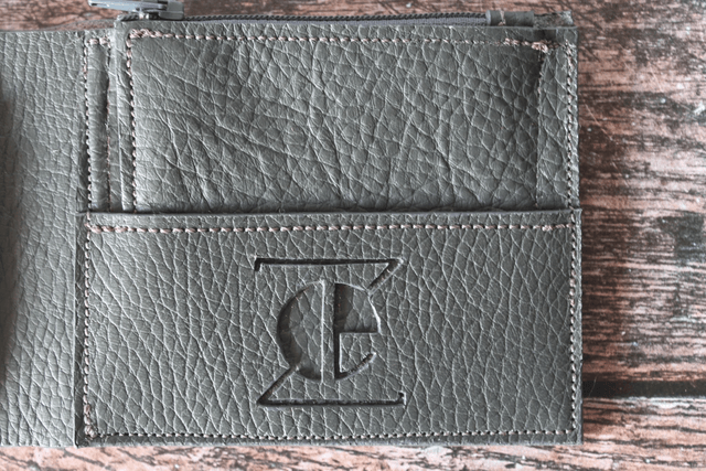 Portefeuille gris cuir vachette grainé