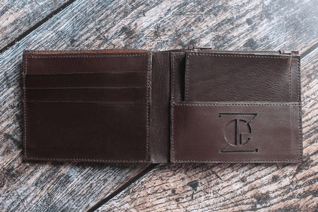 Portefeuille cuir veau lisse marron chocolat
