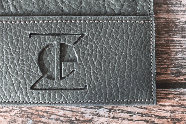 Portefeuille gris cuir vachette grainé