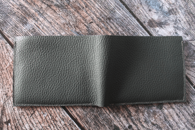 Portefeuille gris cuir vachette grainé