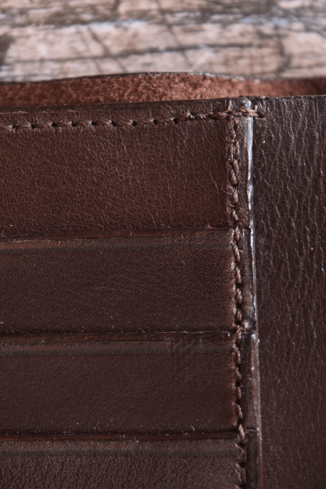 Portefeuille cuir veau lisse marron chocolat