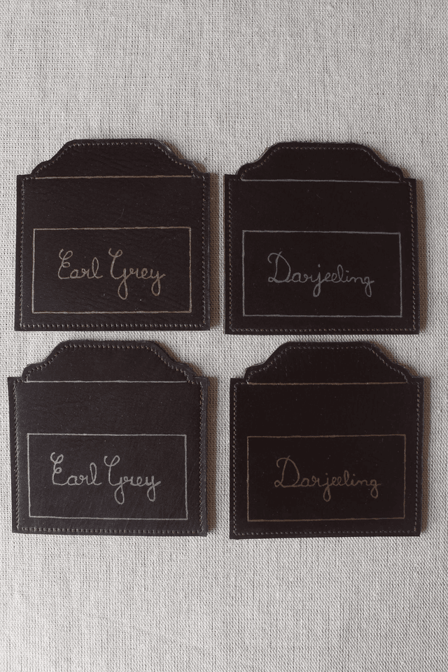 Ensemble de 4 dessous de verre Boite à thé marron chocolat